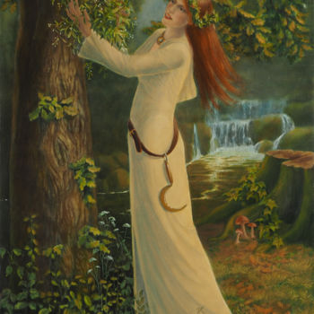 Pintura intitulada "La druidesse" por Ivy Arnold, Obras de arte originais, Óleo