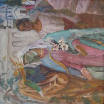 Картина под названием "Дева Мария / The Vi…" - Petro Pipan, Подлинное произведение искусства, Масло
