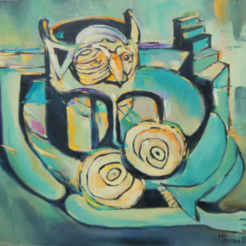 Картина под названием "Женщина в Метро /" - Petro Pipan, Подлинное произведение искусства, Масло