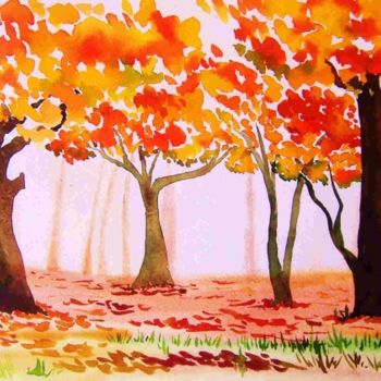 Malerei mit dem Titel "otoño" von Pipo Jost Nicolas, Original-Kunstwerk, Aquarell