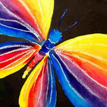 Картина под названием "mariposa arco iris" - Pipo Jost Nicolas, Подлинное произведение искусства, Акварель