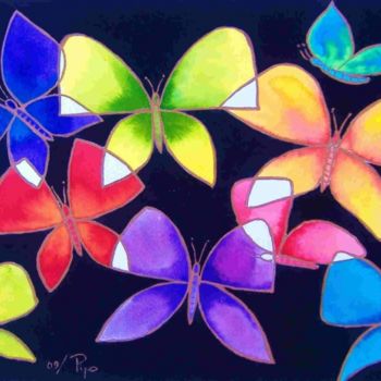 Pintura titulada "mariposas de colores" por Pipo Jost Nicolas, Obra de arte original, Acuarela