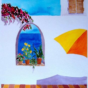 Painting titled "patio andaluz" by Pipo Jost Nicolas, Original Artwork, Watercolor