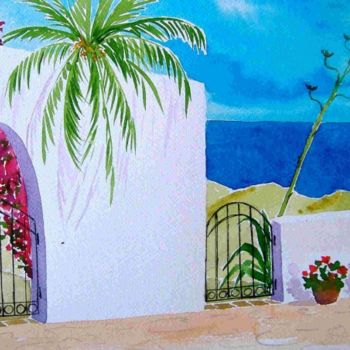 Painting titled "calle andaluza con…" by Pipo Jost Nicolas, Original Artwork, Watercolor