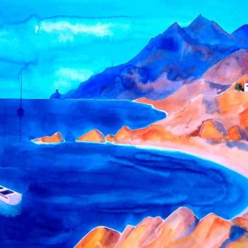 Картина под названием "playa escondida" - Pipo Jost Nicolas, Подлинное произведение искусства, Акварель