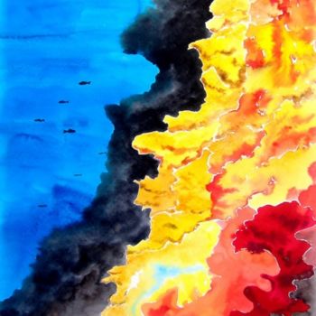 Painting titled "pared vertical" by Pipo Jost Nicolas, Original Artwork, Watercolor