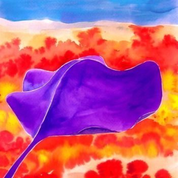 Pintura intitulada "raya violeta" por Pipo Jost Nicolas, Obras de arte originais, Aquarela