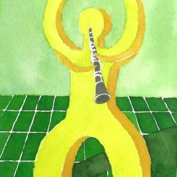 Картина под названием "el clarinetista" - Pipo Jost Nicolas, Подлинное произведение искусства, Акварель