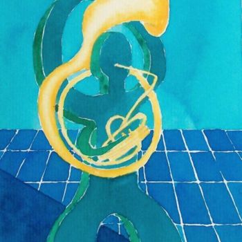 Картина под названием "tocando el helicón" - Pipo Jost Nicolas, Подлинное произведение искусства, Акварель