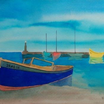 Painting titled "barcos" by Pipo Jost Nicolas, Original Artwork, Watercolor