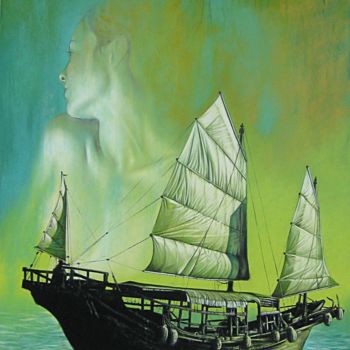 Malerei mit dem Titel "La Tonkinoise" von Sébastien Pirat, Original-Kunstwerk, Pastell