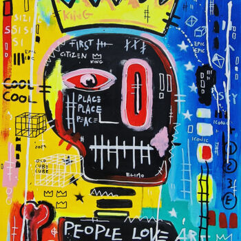 Painting titled "King Love Art" by Piriongo, Original Artwork, Acrylic Mounted on Wood Panel