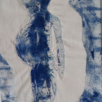 Textile Art titled "la note bleue" by Piron Isabelle, Original Artwork, Embroidery