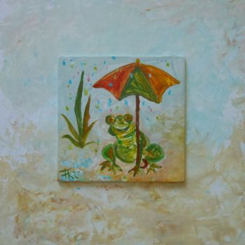 Schilderij getiteld "Froggy la grenouille" door Piroska Fekete Fkt, Origineel Kunstwerk, Acryl
