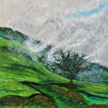 Painting titled "Cirès Arbre aux Nua…" by Piroska Fekete Fkt, Original Artwork, Acrylic