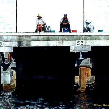 Arts numériques intitulée "Wharf Fishermen" par Henry Bateman, Œuvre d'art originale