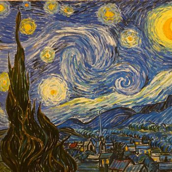 Peinture intitulée "D'après Van Gogh" par Gerard Pisson, Œuvre d'art originale, Huile