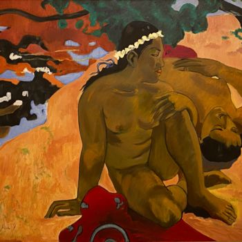 绘画 标题为“D'après Gauguin Bai…” 由Gerard Pisson, 原创艺术品, 油 安装在木质担架架上