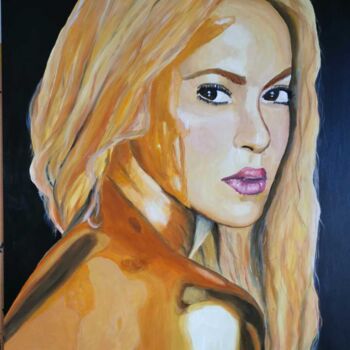 Malerei mit dem Titel "Shakira" von Pistonae, Original-Kunstwerk, Öl