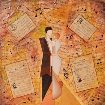 Картина под названием "La Valse" - Pita, Подлинное произведение искусства, Акрил Установлен на Деревянная рама для носилок