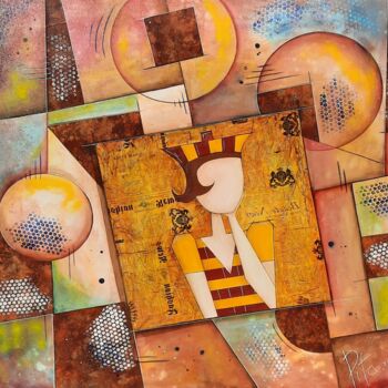 Картина под названием "La penseuse" - Pita, Подлинное произведение искусства, Акрил Установлен на Деревянная рама для носилок