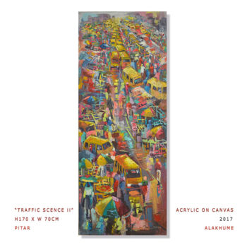 Peinture intitulée "Traffic Scene II" par Pitar Alakhume Signature Art Gallery, Œuvre d'art originale, Acrylique