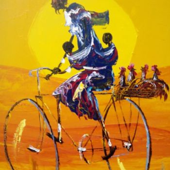 Painting titled "African local trans…" by Pio, Original Artwork, Pastel