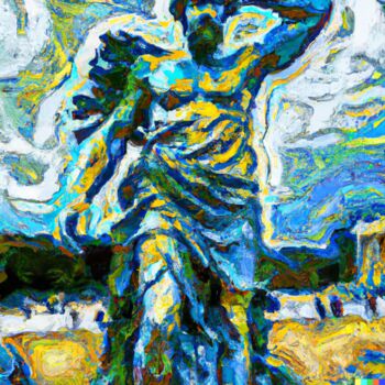 Digitale Kunst getiteld "Statue de zeus" door Piweed, Origineel Kunstwerk, AI gegenereerde afbeelding