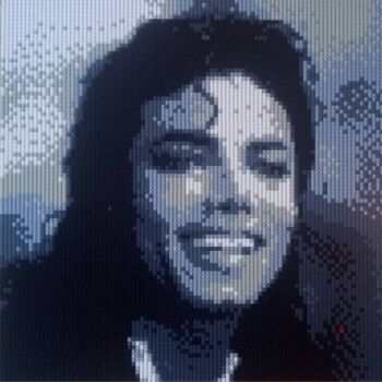 Scultura intitolato "Michael Jackson ô L…" da Pix'Elle Art Mosaïque, Opera d'arte originale, Mosaico Montato su Pannello di…