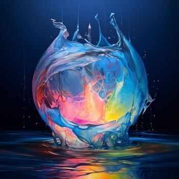Digitale Kunst mit dem Titel "Water Drop" von Pixinxt, Original-Kunstwerk, KI-generiertes Bild