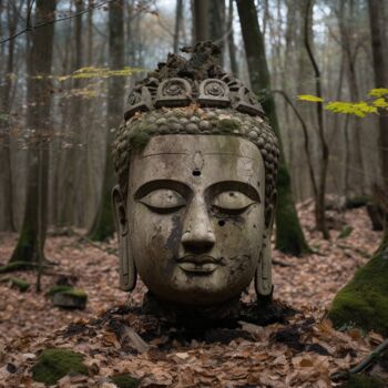 Arts numériques intitulée "Buddha head" par Pixinxt, Œuvre d'art originale, Image générée par l'IA