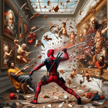Arts numériques intitulée "Deadpool vs artists" par Pixinxt, Œuvre d'art originale, Image générée par l'IA