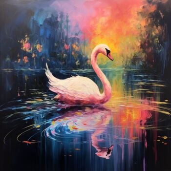 Цифровое искусство под названием "Swan" - Pixinxt, Подлинное произведение искусства, Изображение, сгенерированное ИИ