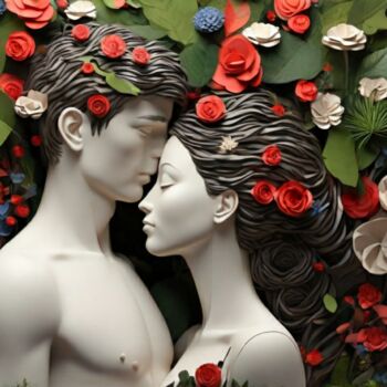 Цифровое искусство под названием "Flower love" - Pixqix, Подлинное произведение искусства, Изображение, сгенерированное ИИ