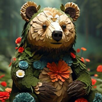 Digitale Kunst getiteld "Bear" door Pixqix, Origineel Kunstwerk, AI gegenereerde afbeelding