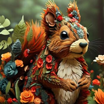 Цифровое искусство под названием "Squirrel" - Pixqix, Подлинное произведение искусства, Изображение, сгенерированное ИИ
