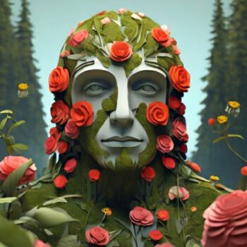 "Flower man" başlıklı Dijital Sanat Pixqix tarafından, Orijinal sanat, AI tarafından oluşturulan görüntü