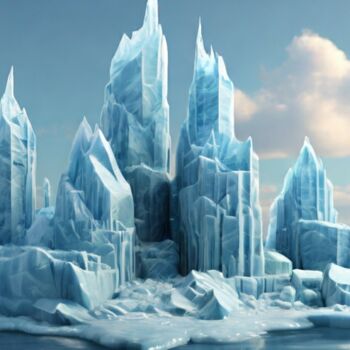 Arts numériques intitulée "Ice skyscrapers" par Pixqix, Œuvre d'art originale, Image générée par l'IA