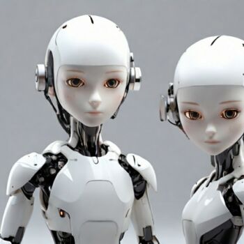 Digitale Kunst getiteld "Robots" door Pixqix, Origineel Kunstwerk, AI gegenereerde afbeelding
