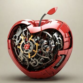 Цифровое искусство под названием "Mechanical apple" - Pixqix, Подлинное произведение искусства, Изображение, сгенерированное…
