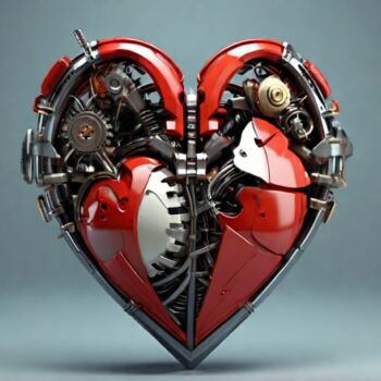 Arte digitale intitolato "Mechanical heart" da Pixqix, Opera d'arte originale, Immagine generata dall'IA