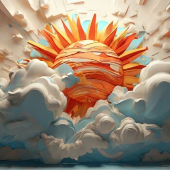 Digitale Kunst getiteld "Abstract sun" door Pixqix, Origineel Kunstwerk, AI gegenereerde afbeelding