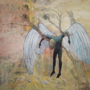 Schilderij getiteld "El Angel Inmortal" door Pizolik, Origineel Kunstwerk, Acryl