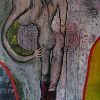 Painting titled "Femme en Rouge" by Patrick Jannin, Original Artwork
