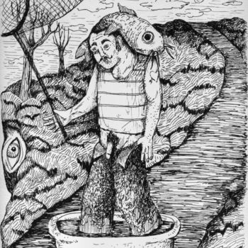 Dibujo titulada "Sur les bords du Ch…" por Patrick Jannin, Obra de arte original, Tinta