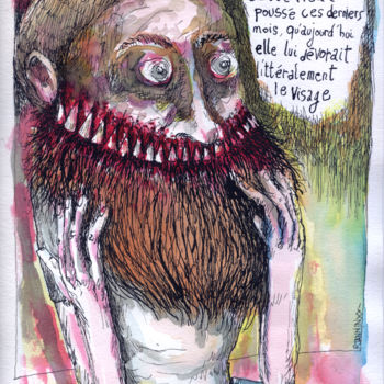 Tekening getiteld "Barbe Rouge" door Patrick Jannin, Origineel Kunstwerk, Inkt