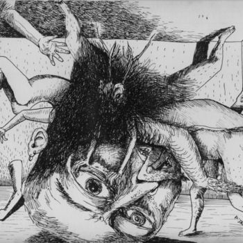 Tekening getiteld "Gulliver in Wonderl…" door Patrick Jannin, Origineel Kunstwerk, Inkt