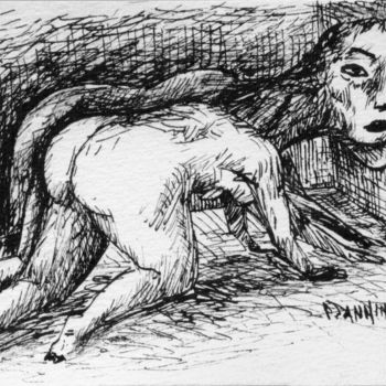 Dibujo titulada "La bête à deux dos" por Patrick Jannin, Obra de arte original, Tinta