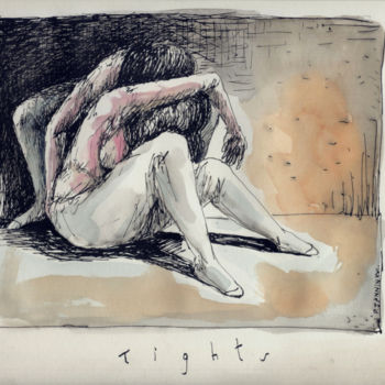 Dessin intitulée "TIghts" par Patrick Jannin, Œuvre d'art originale, Encre