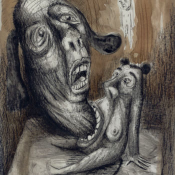 Drawing titled "Minnie + Dingo - Mi…" by Patrick Jannin, Original Artwork, Ink